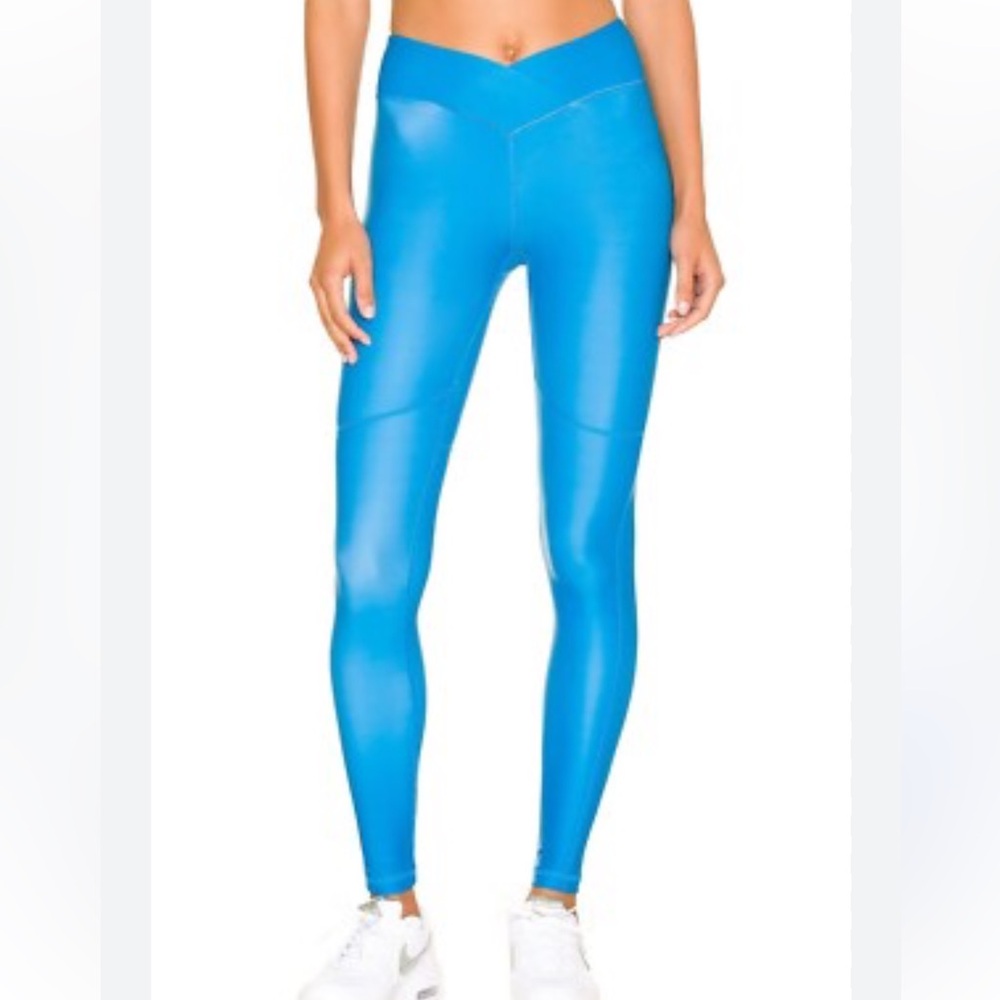 Nubyen Surplice Front Leggings Teal Blue Active Wear small